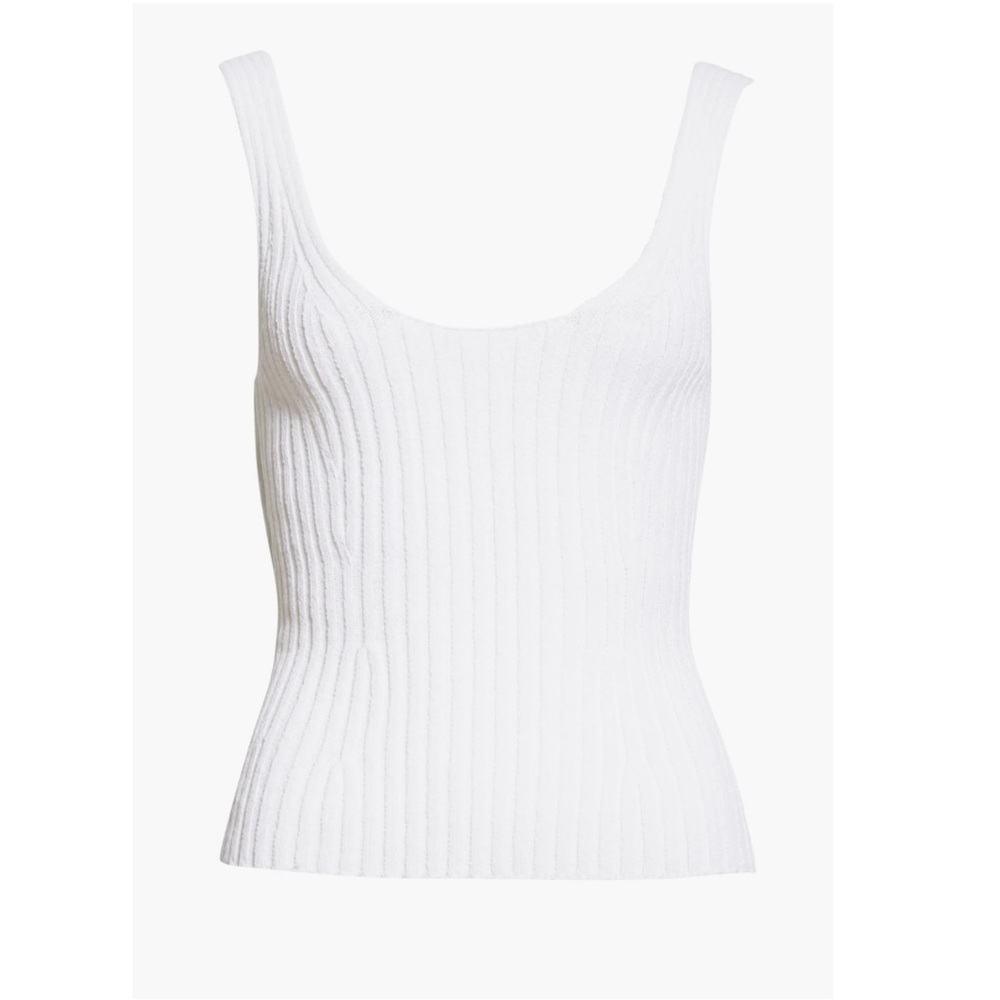 VINCE Rib Tie Back Cotton Blend Tank Top in Optic White Size XS - Picture 2 of 14